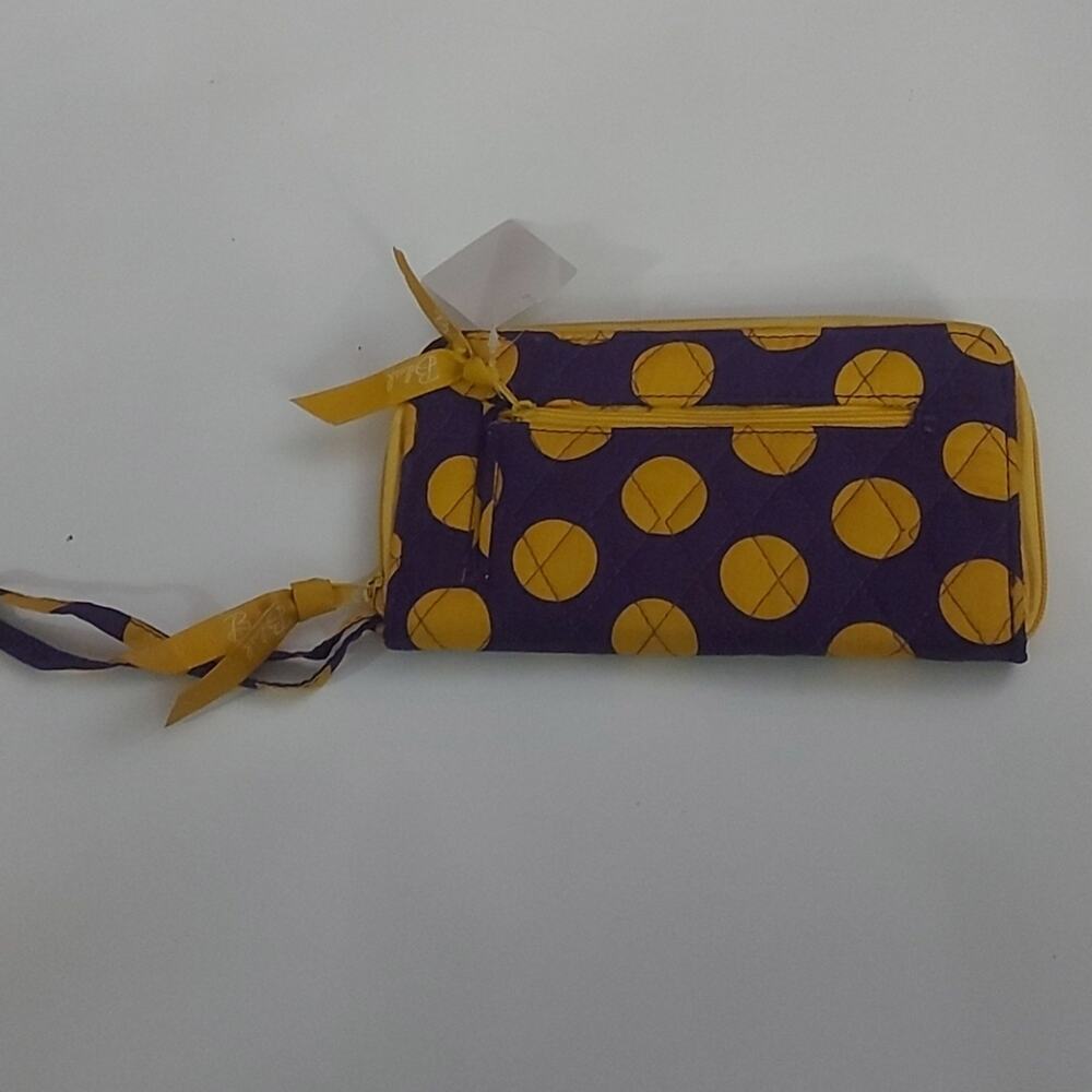 Belvah Yellow/Purple Zip Polka Dot Wallet Wristlet Dopamine Coconut Girl NEW - Picture 4 of 8